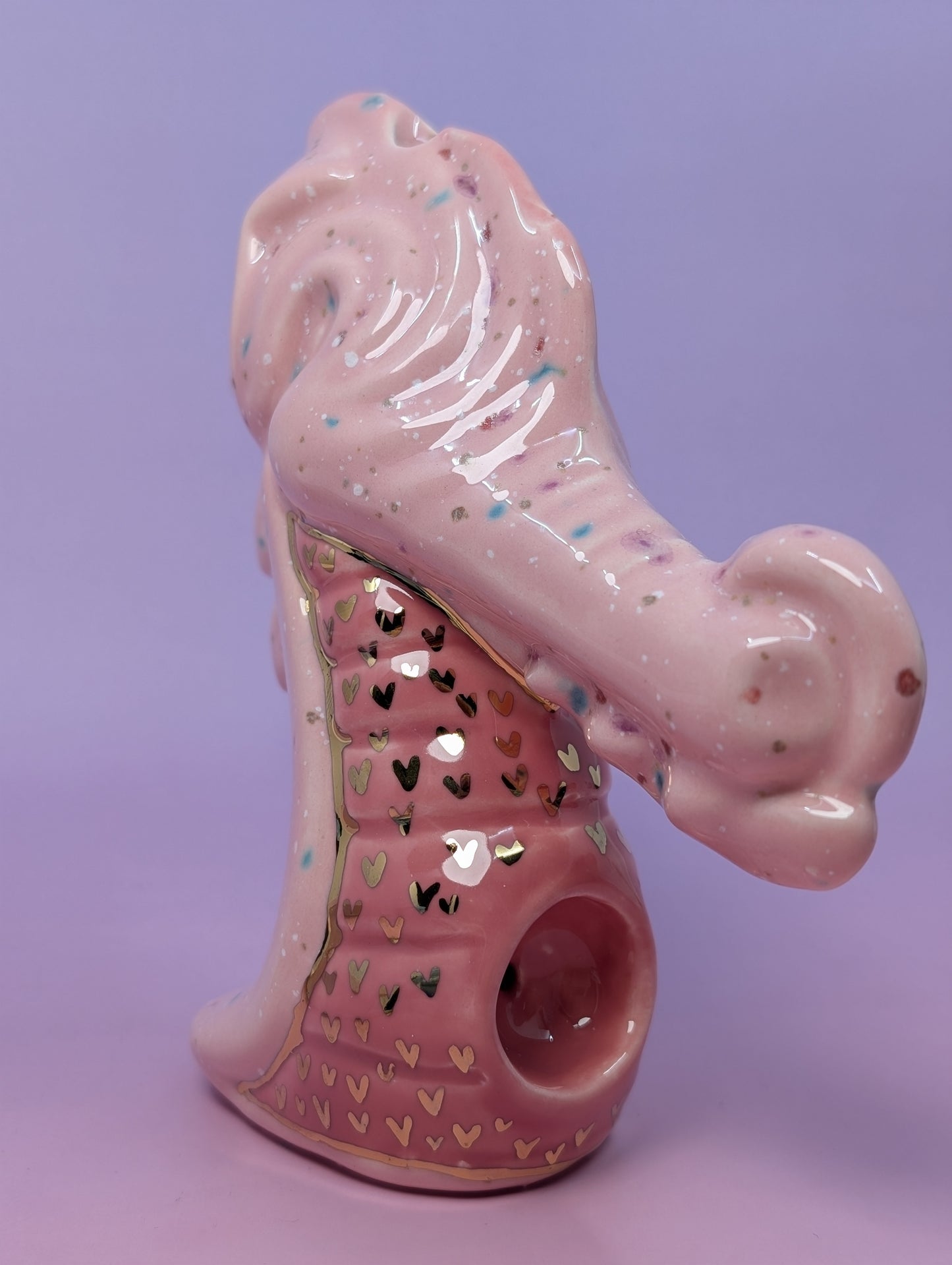 Dragon Pipe Round Bowl w/ Gold Glaze