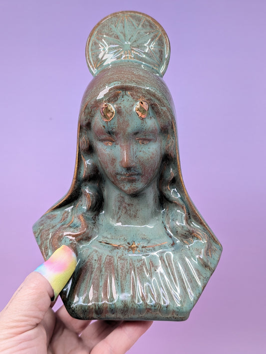 Horny Mary Ashtray with Gold Glaze