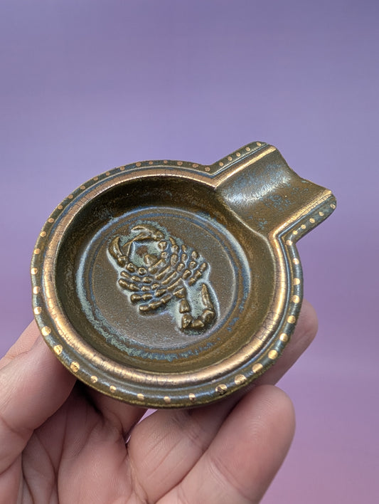 Scorpio Personal Ashtray with Gold Glaze