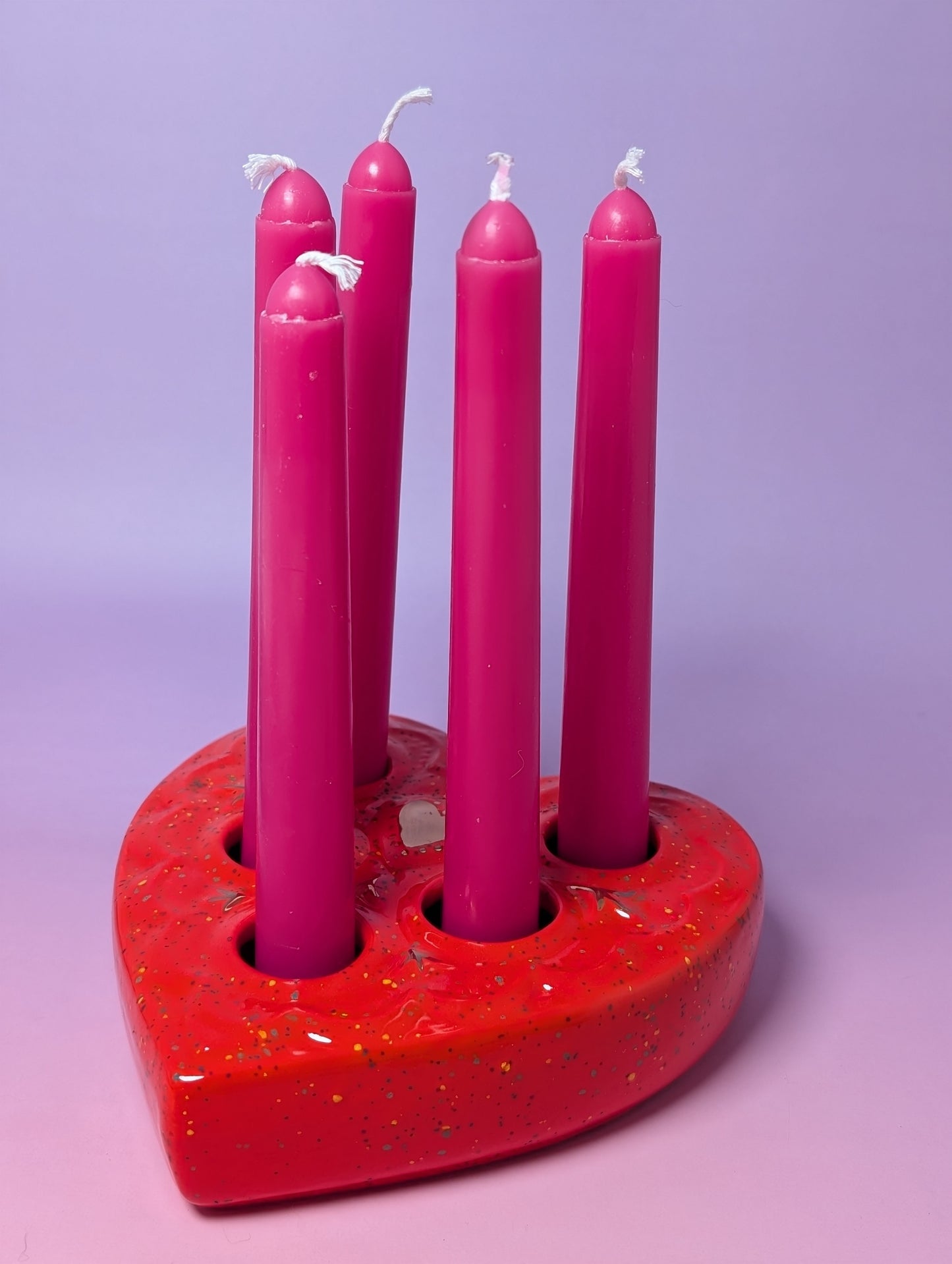 Heart Lipstick / Candle Holder with Gold Glaze