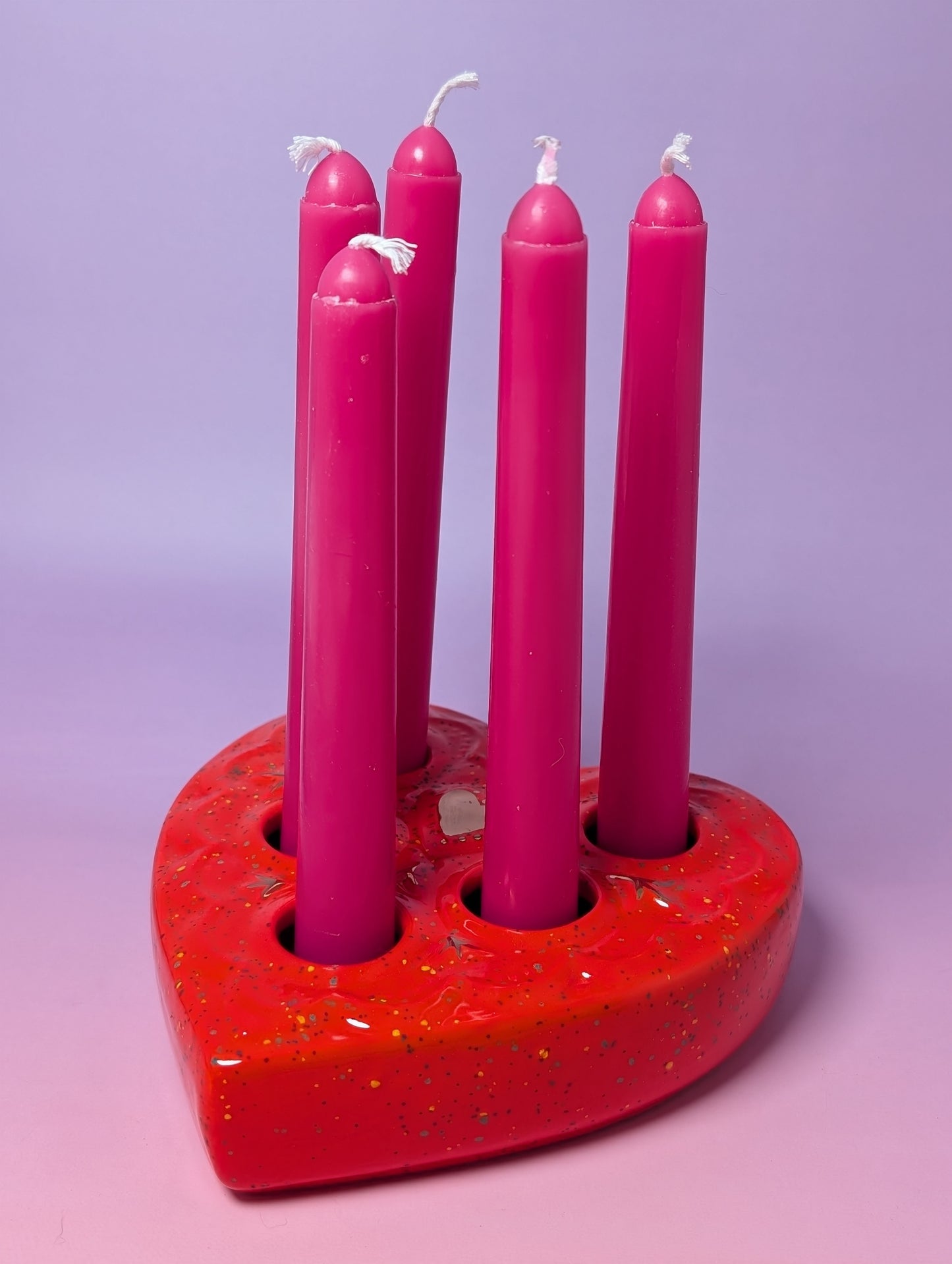 Heart Lipstick / Candle Holder with Gold Glaze