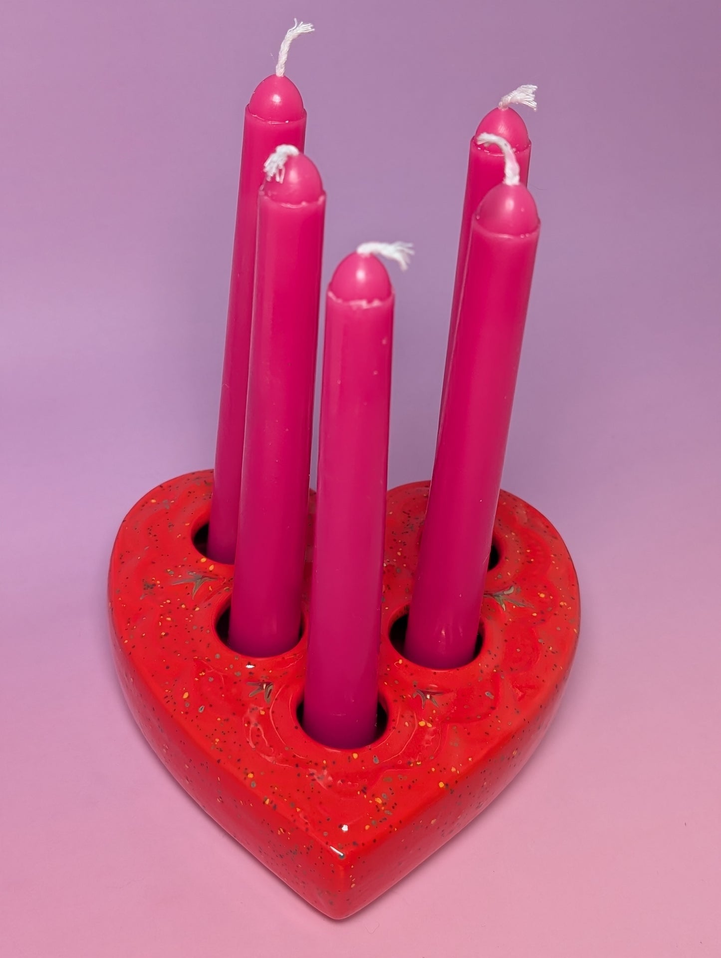 Heart Lipstick / Candle Holder with Gold Glaze