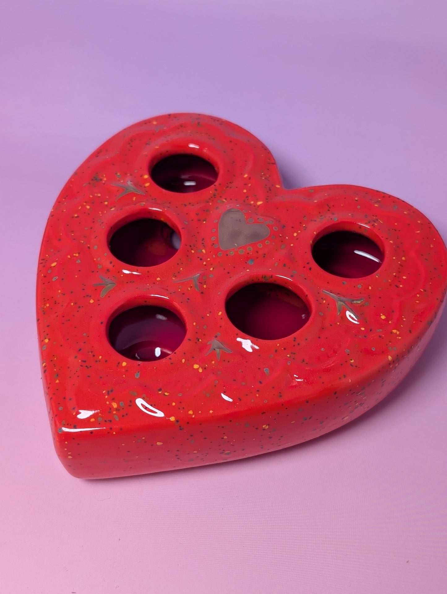 Heart Lipstick / Candle Holder with Gold Glaze
