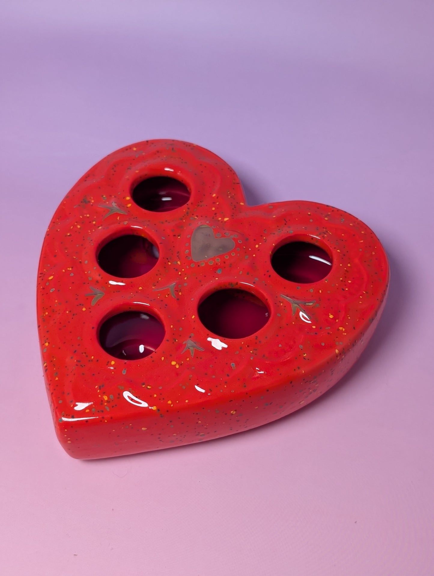 Heart Lipstick / Candle Holder with Gold Glaze