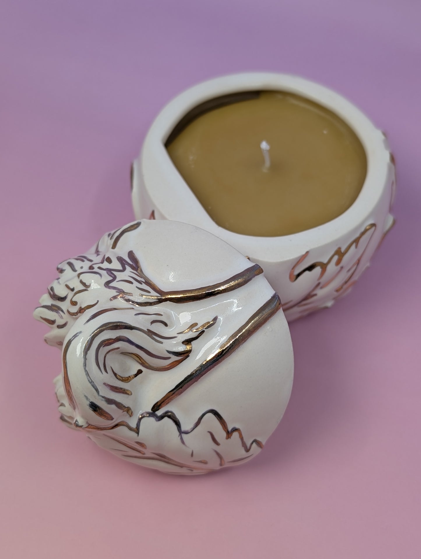 Sunflower Candle Jar with Gold Glaze