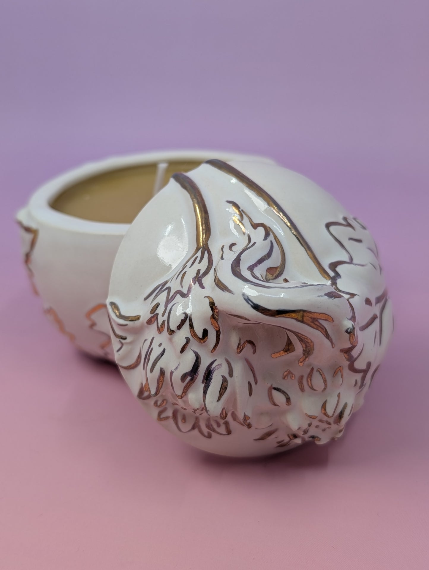 Sunflower Candle Jar with Gold Glaze