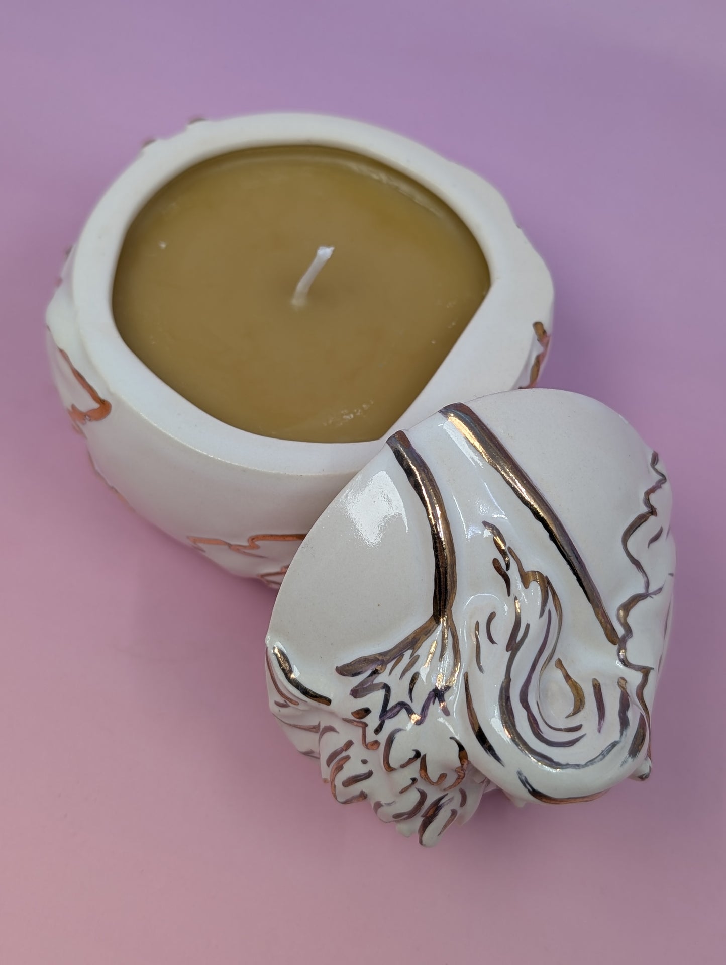 Sunflower Candle Jar with Gold Glaze