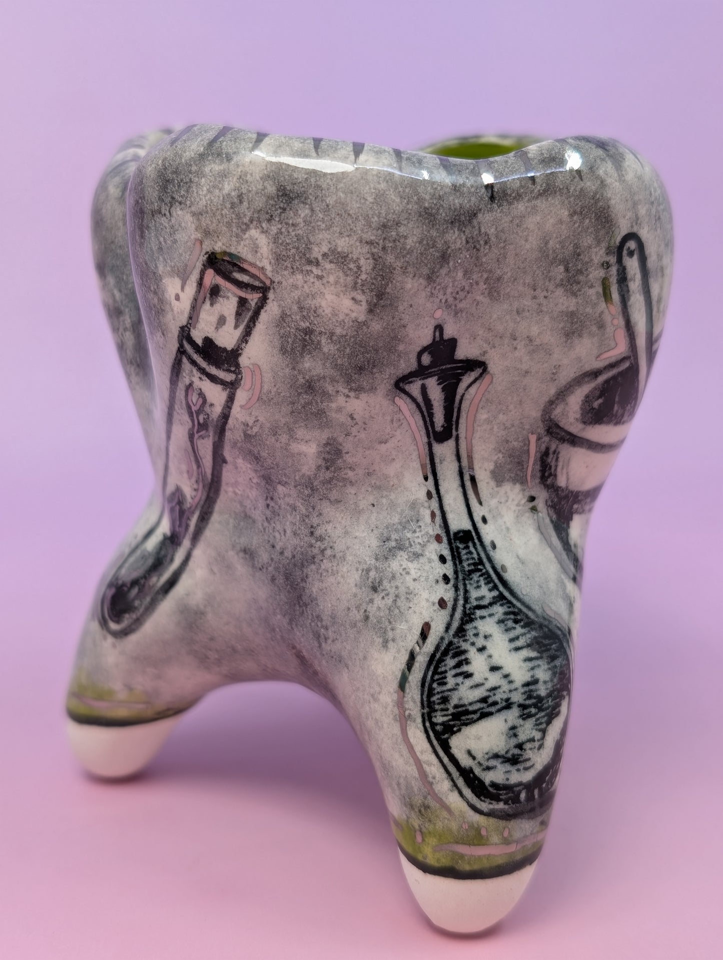 Apothecary Tooth Cup with Silver Glaze