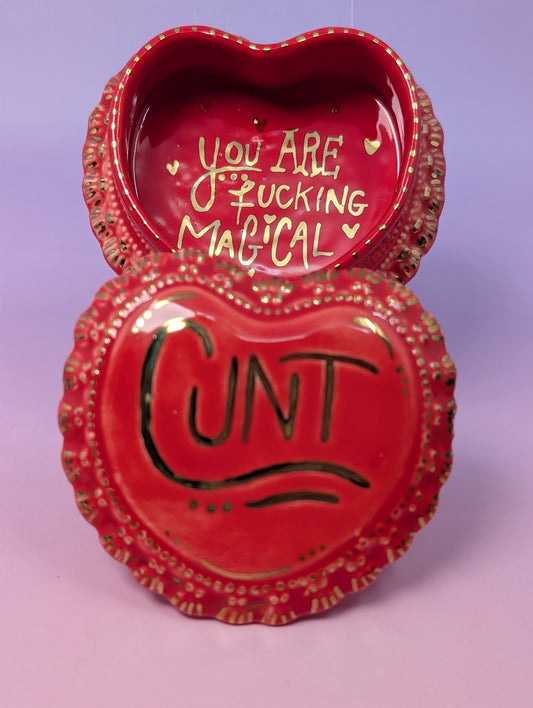 Cunt Frilled Heart Pillbox