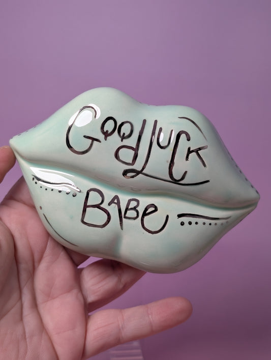 Lips Wall Hanging / Decor with Silver Glaze