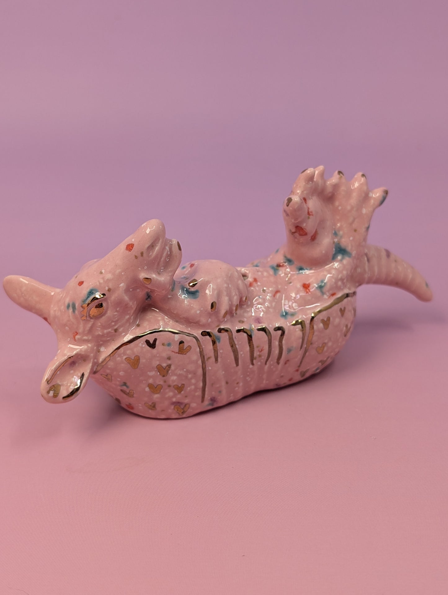 Armadillo Incense Burner with Gold Glaze