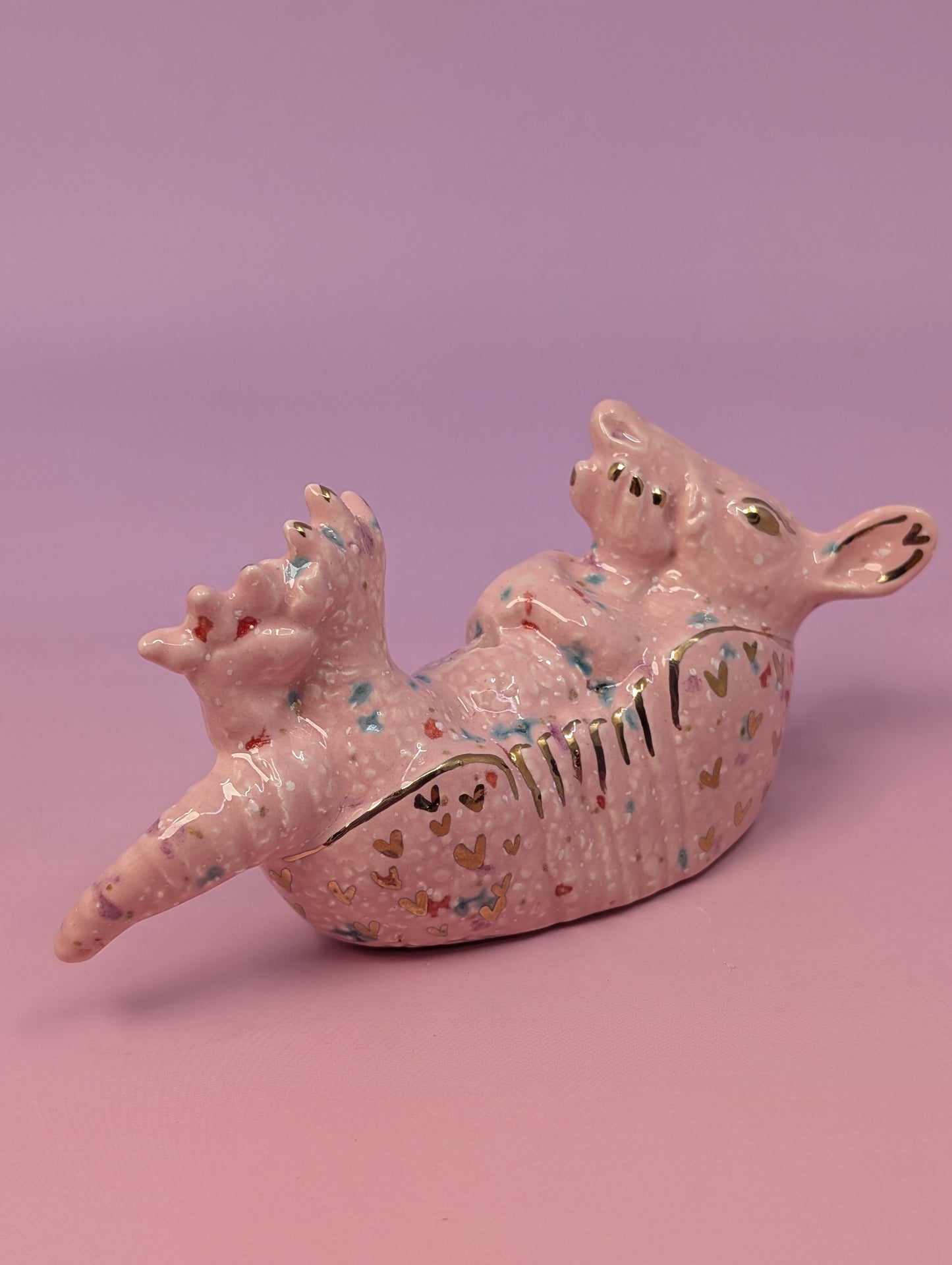 Armadillo Incense Burner with Gold Glaze
