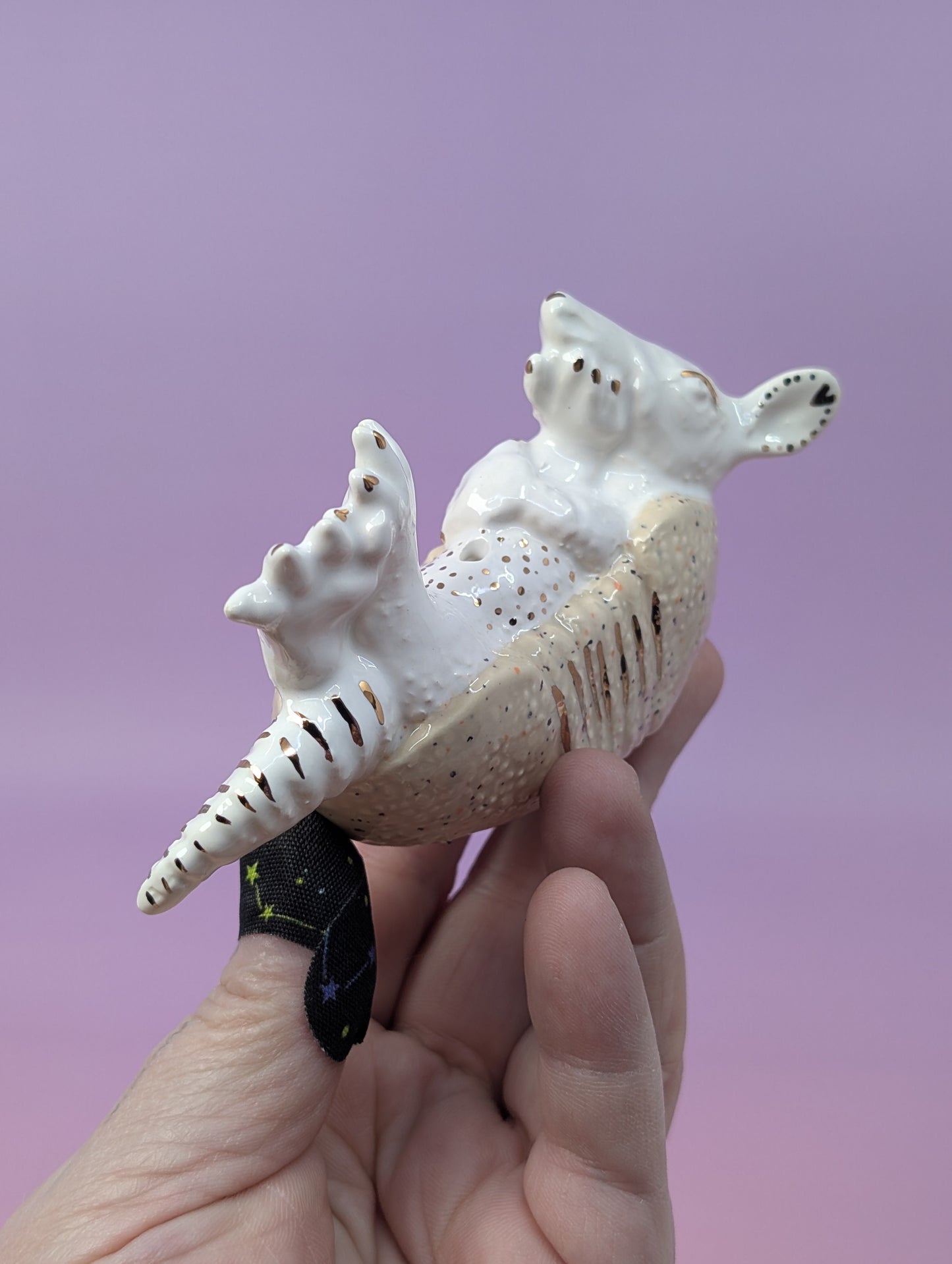Armadillo Incense Burner with Gold Glaze