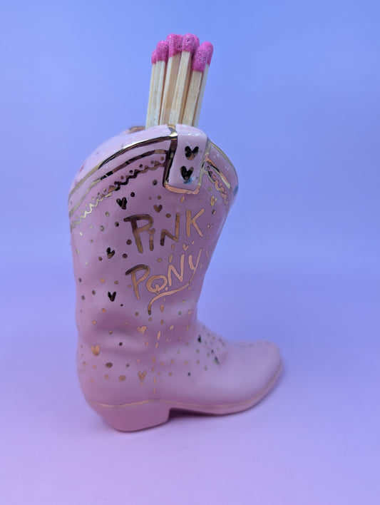 Pink Pony Matchstick Cowgirl Boot with Gold Glaze