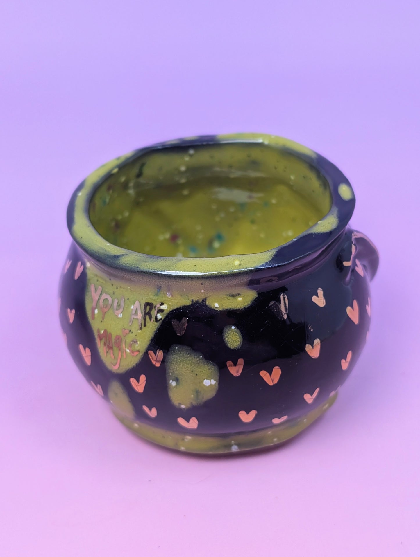 "You Are Magic" Cauldron Matchstick Holder with Gold Glaze