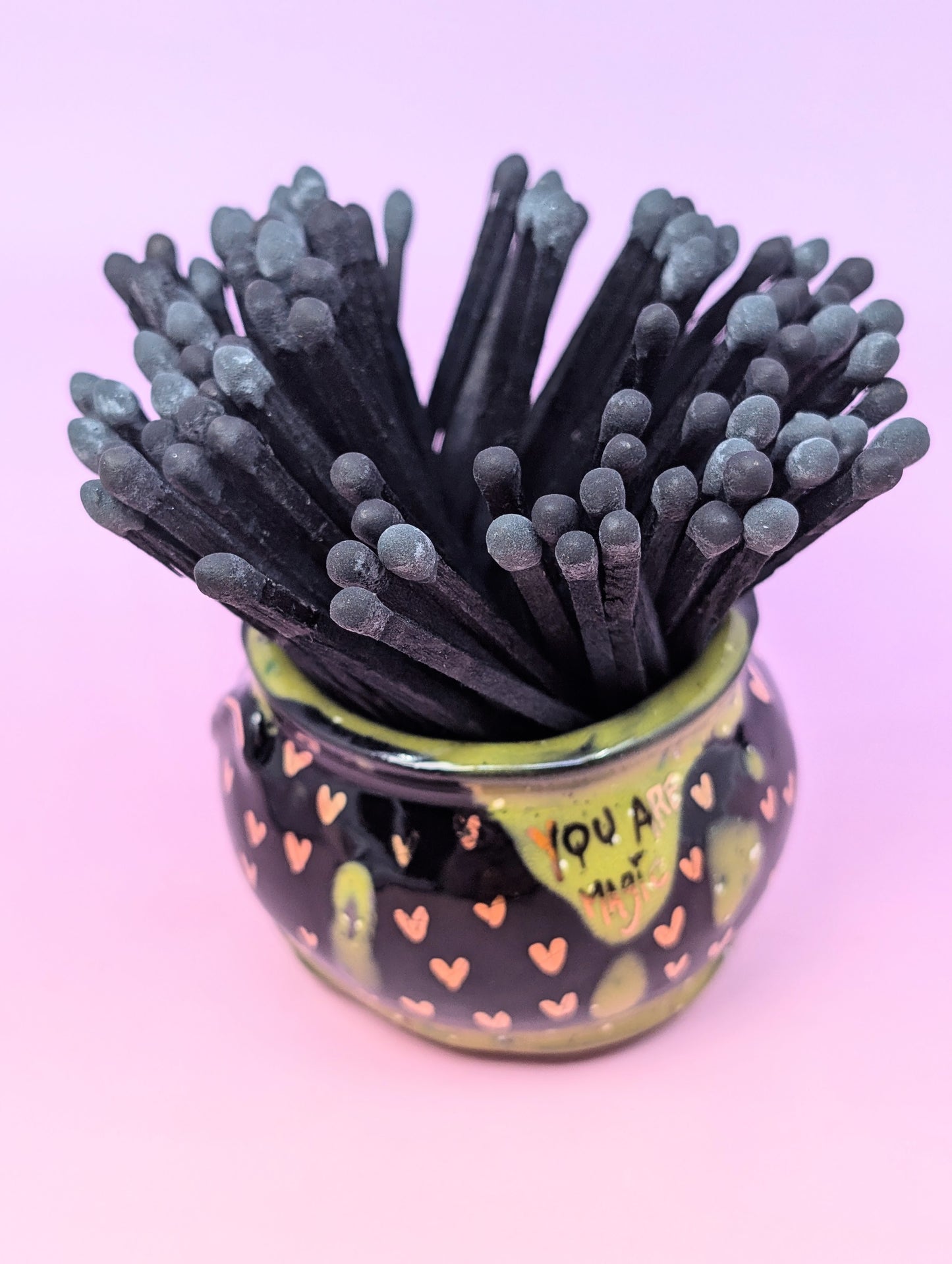 "You Are Magic" Cauldron Matchstick Holder with Gold Glaze
