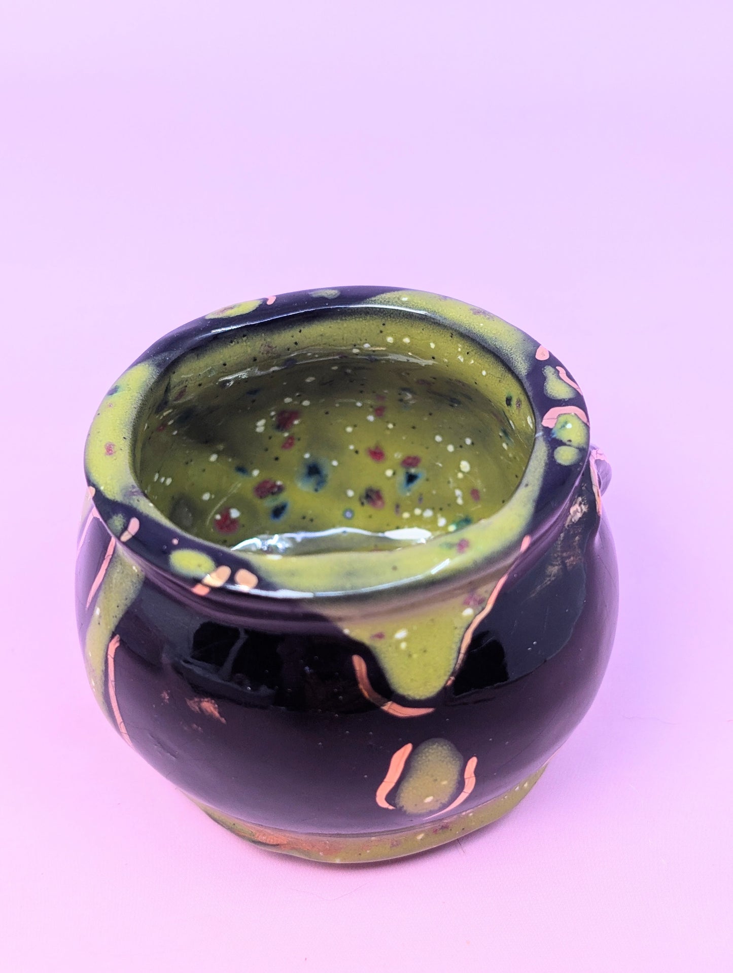 "Cunty Witch" Cauldron Matchstick Holder with Gold Glaze