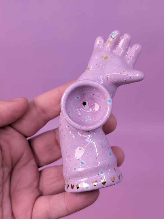 Doll Arm Pipe with Gold Glaze