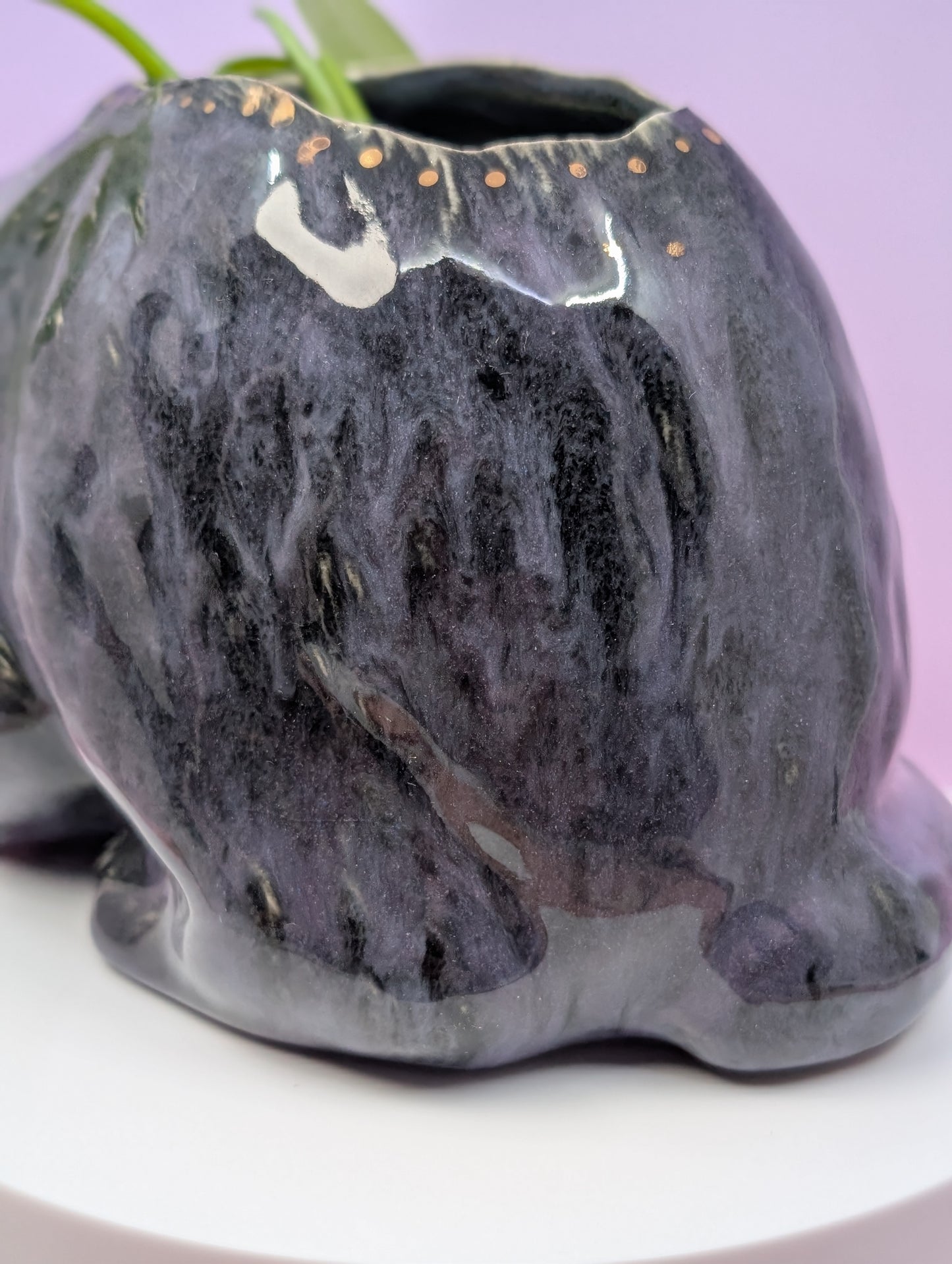 Devil Dink Planter W/Gold Horns