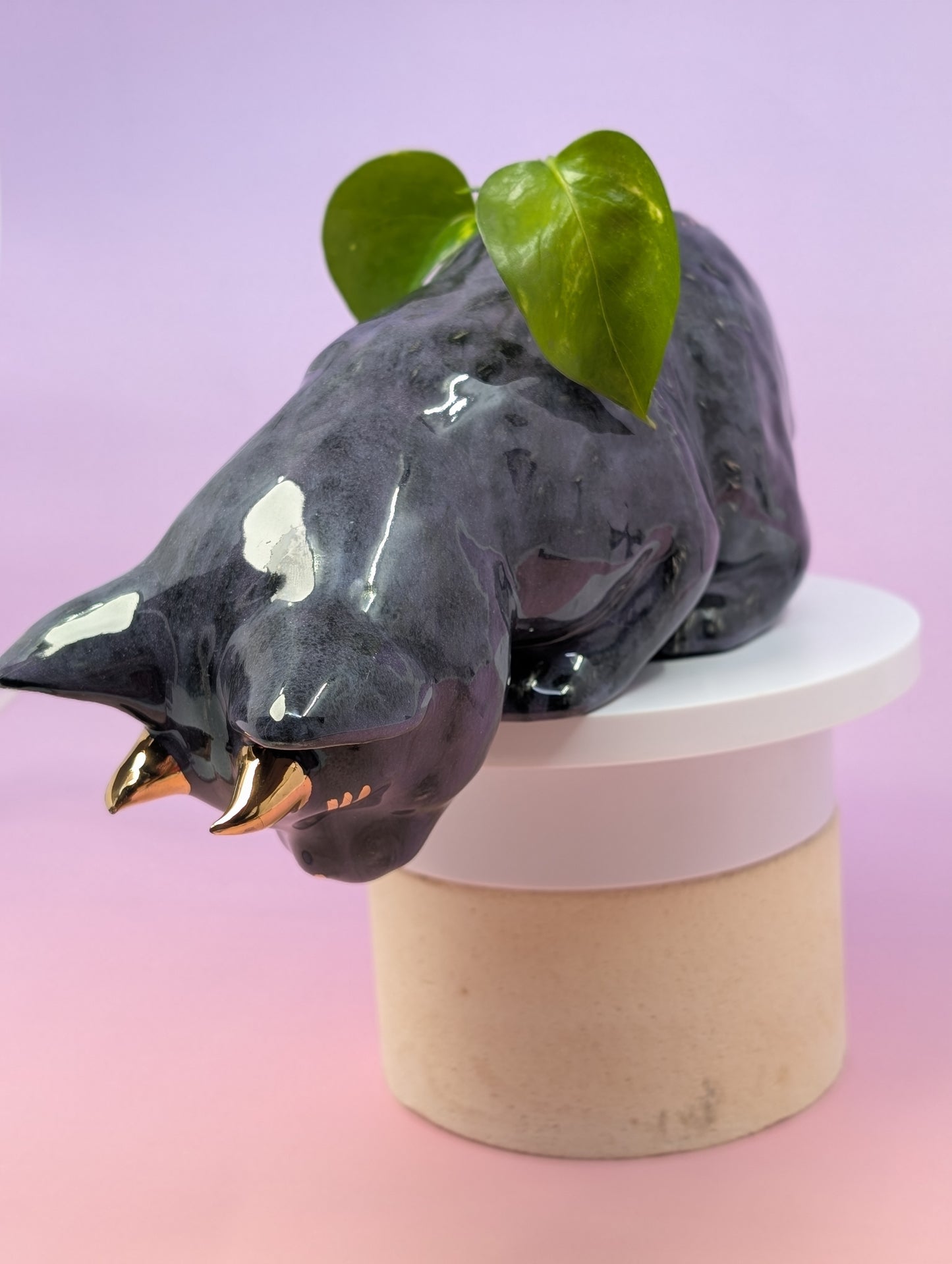 Devil Dink Planter W/Gold Horns