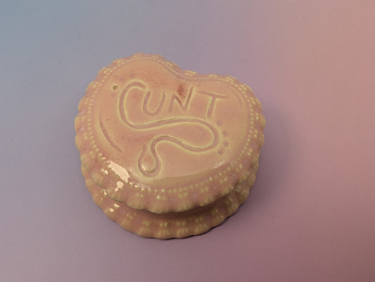 Cunt Frilled Heart Pillbox - Bubblegum Pink