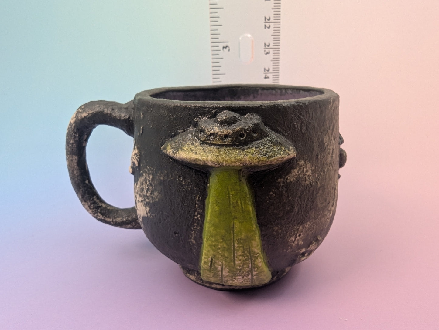 Get In Loser Teacup - Cratered Black Matte with Purple Inside