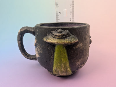 Get In Loser Teacup - Cratered Black Matte with Purple Inside
