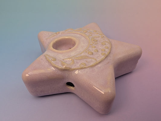 Floral Moon on Star Pipe - Floating Periwinkle