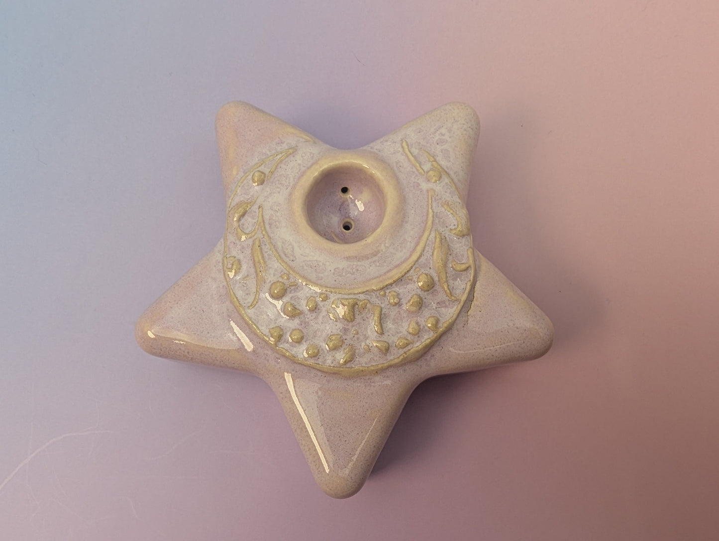 Floral Moon on Star Pipe - Floating Periwinkle