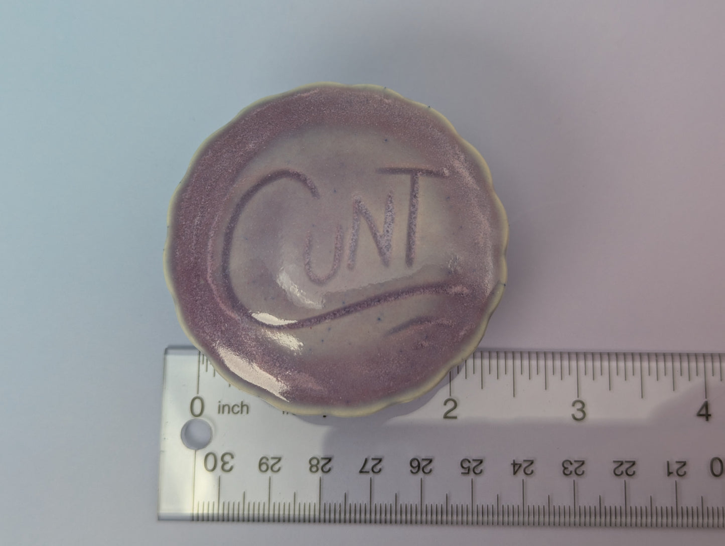 Cunt Round Scalloped Pillbox