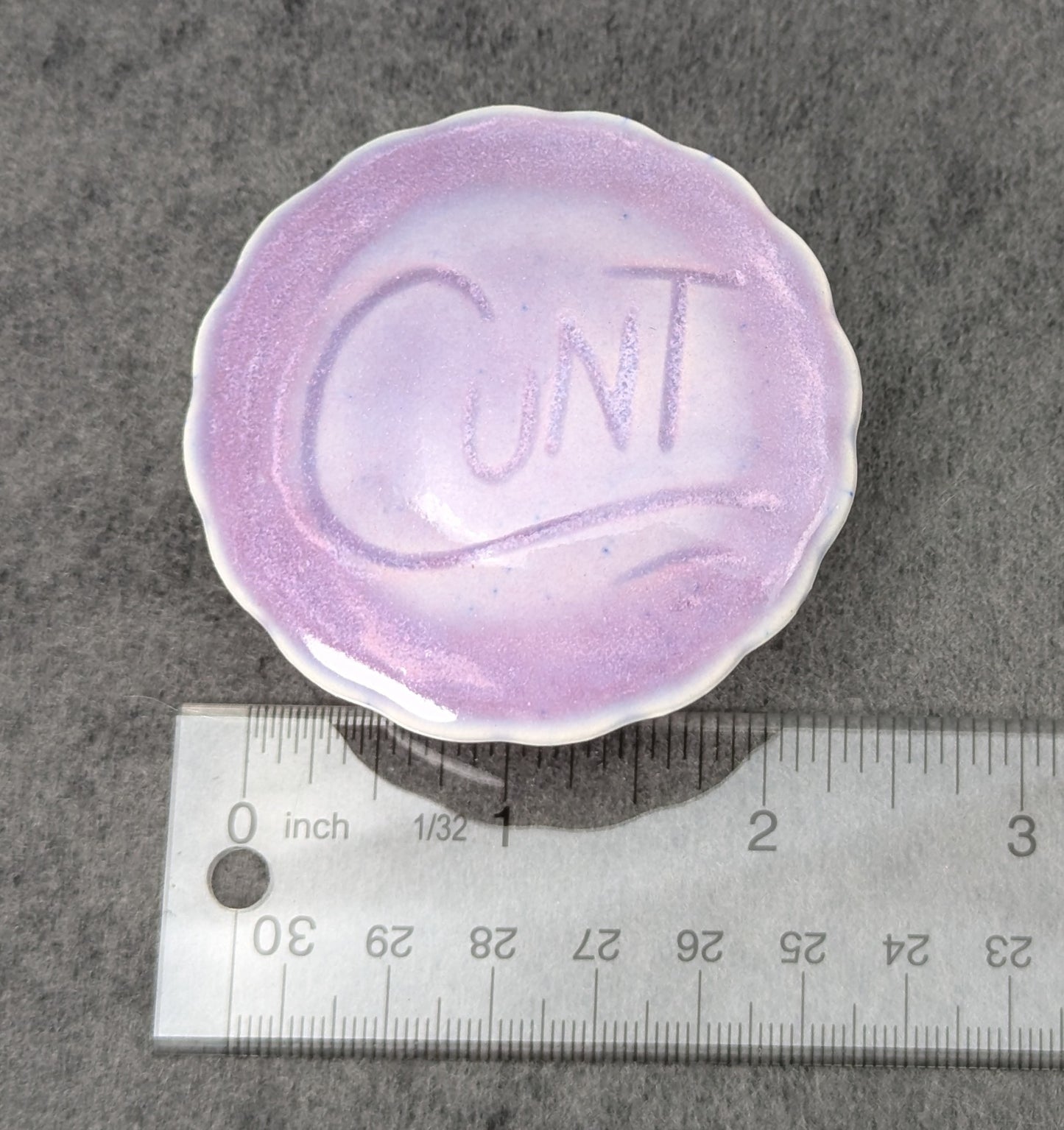 Cunt Round Scalloped Pillbox