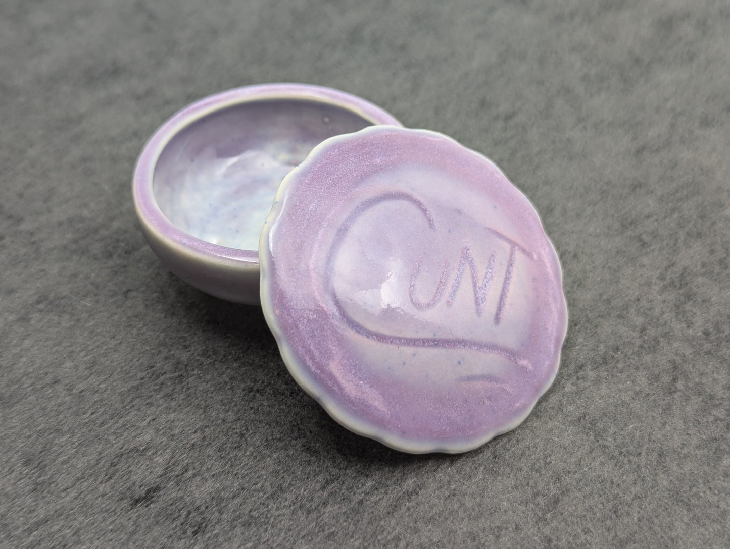 Cunt Round Scalloped Pillbox