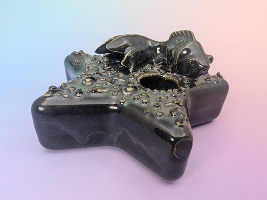 Goldie on a Star with Bubbles - Blue Obsidian