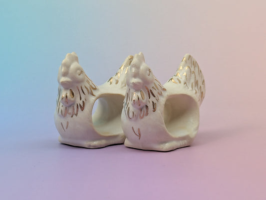 Hen Napkin Rings, Pair