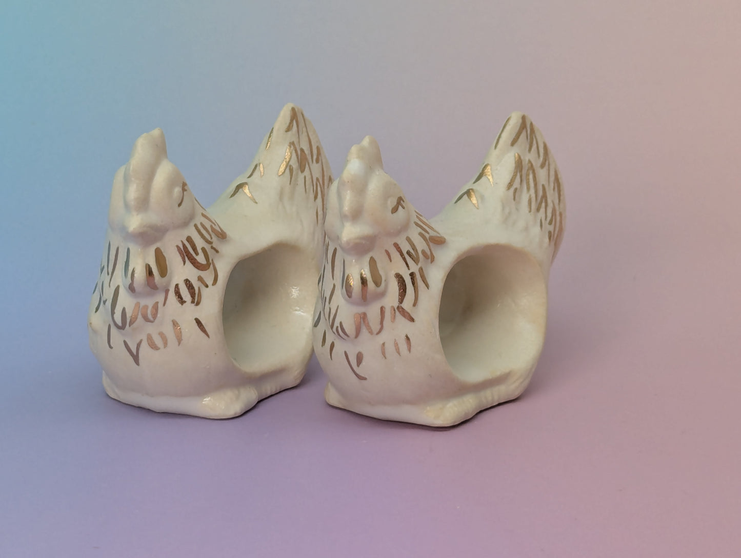 Hen Napkin Rings, Pair