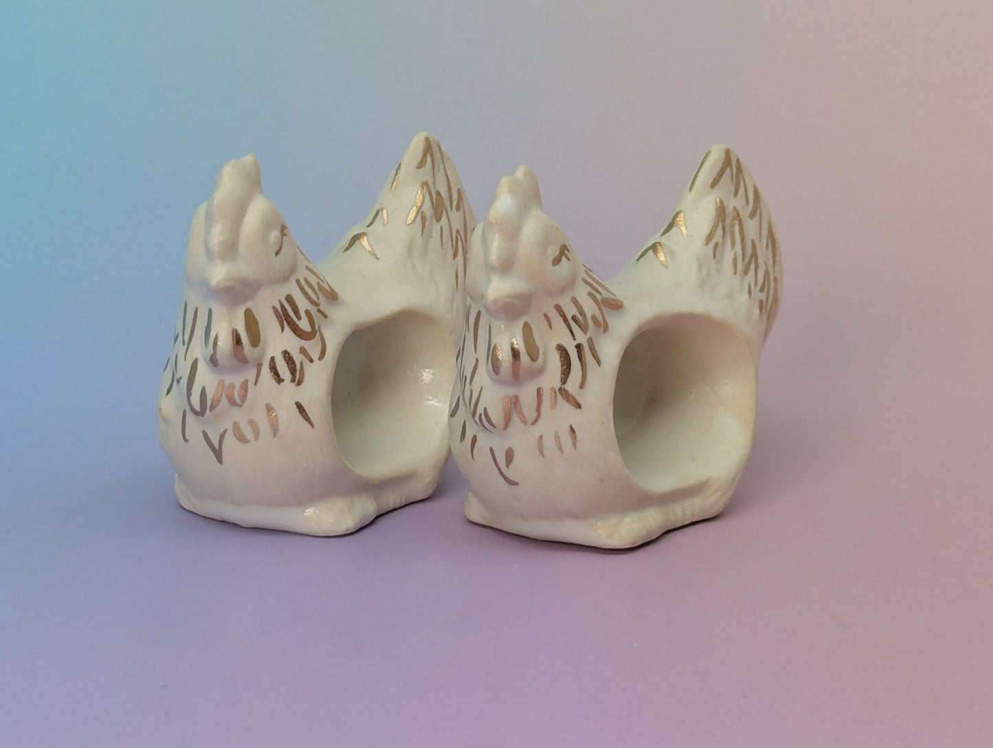 Hen Napkin Rings, Pair