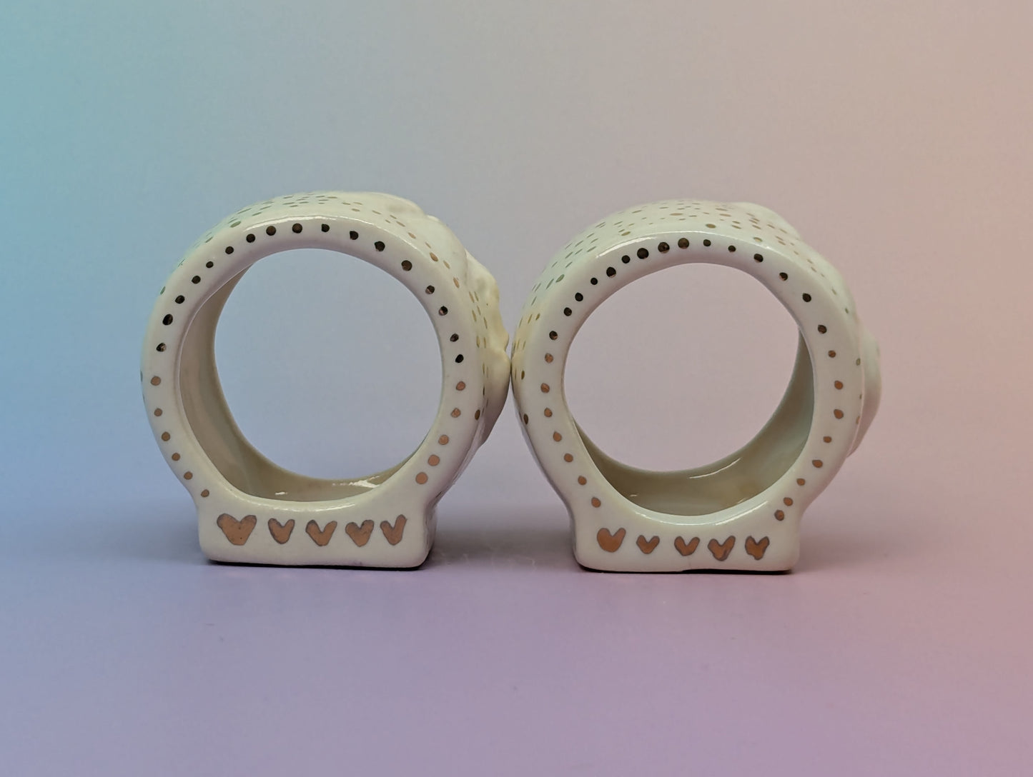 Strawberry Heart Napkin Rings, Pair