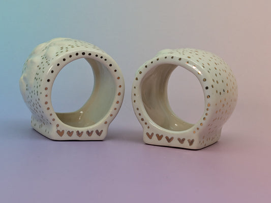 Strawberry Heart Napkin Rings, Pair