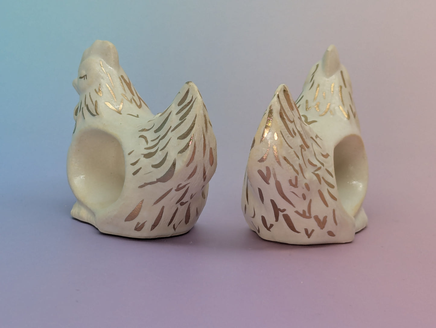 Hen Napkin Rings, Pair