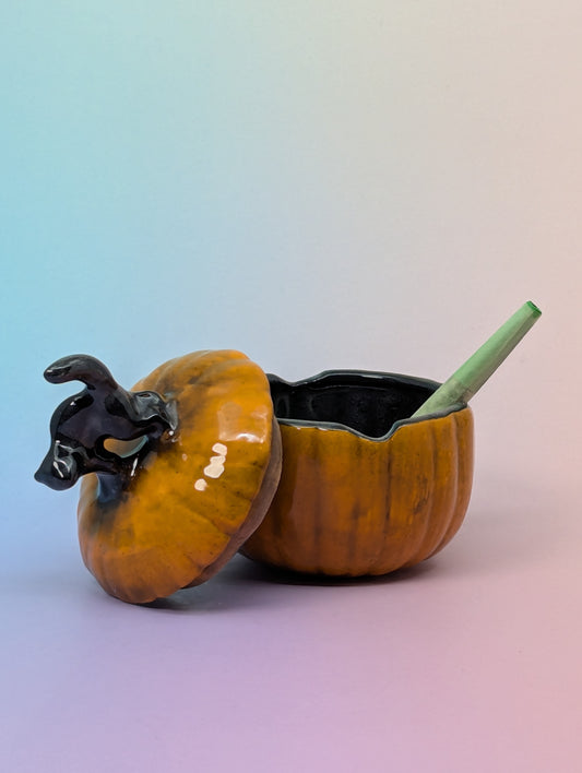 Black Cat on Pumpkin Ashtray