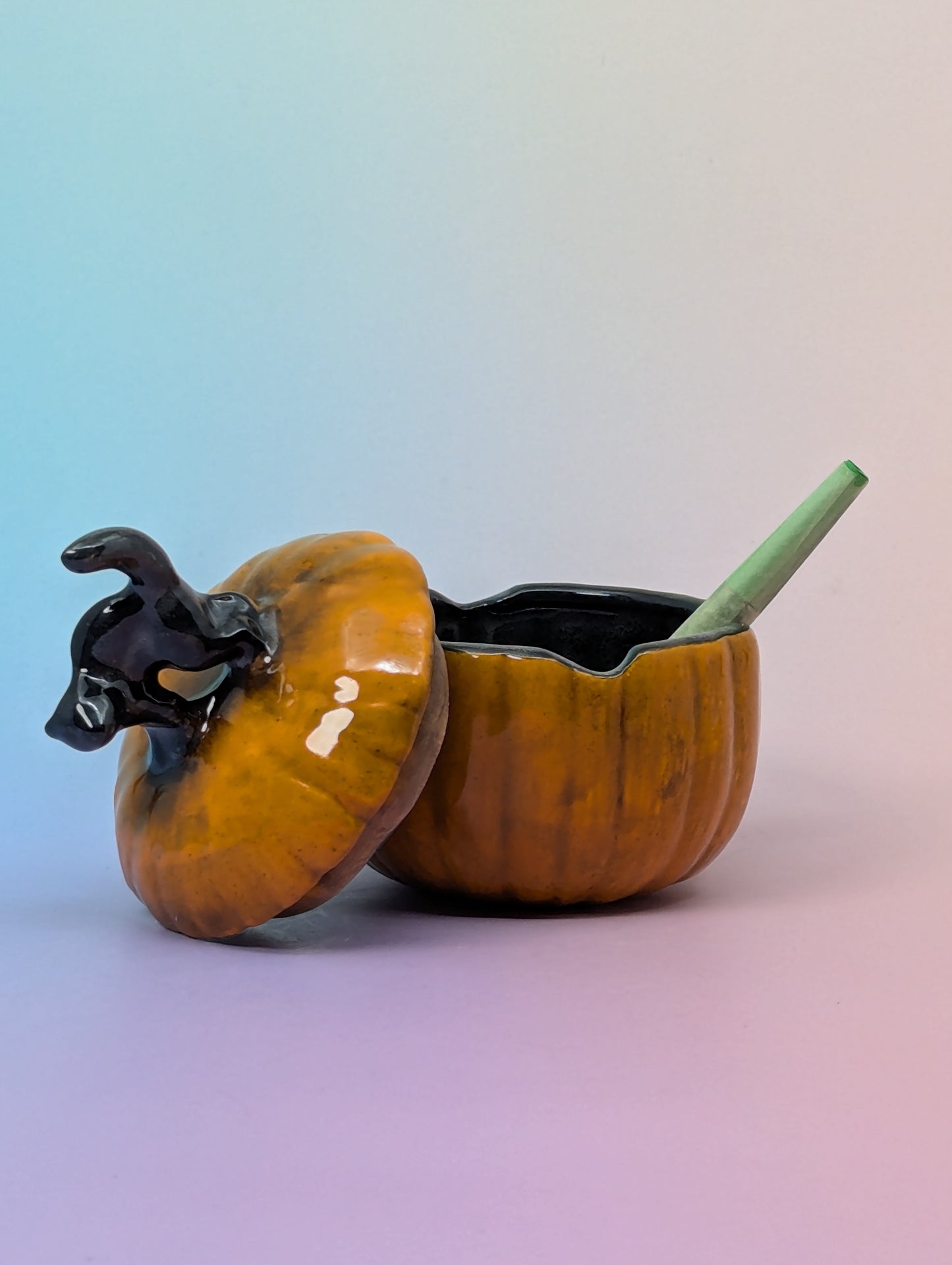 Black Cat on Pumpkin Ashtray