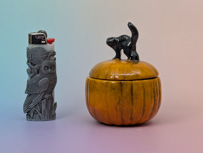 Black Cat on Pumpkin Jar