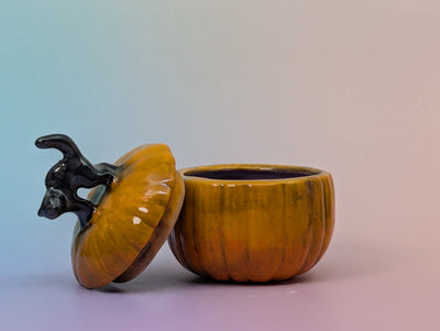 Black Cat on Pumpkin Jar