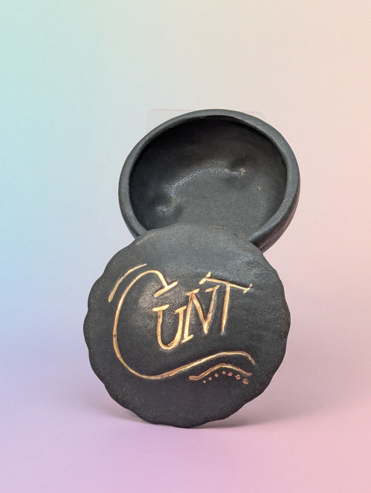 Cunt Round Scalloped Pillbox