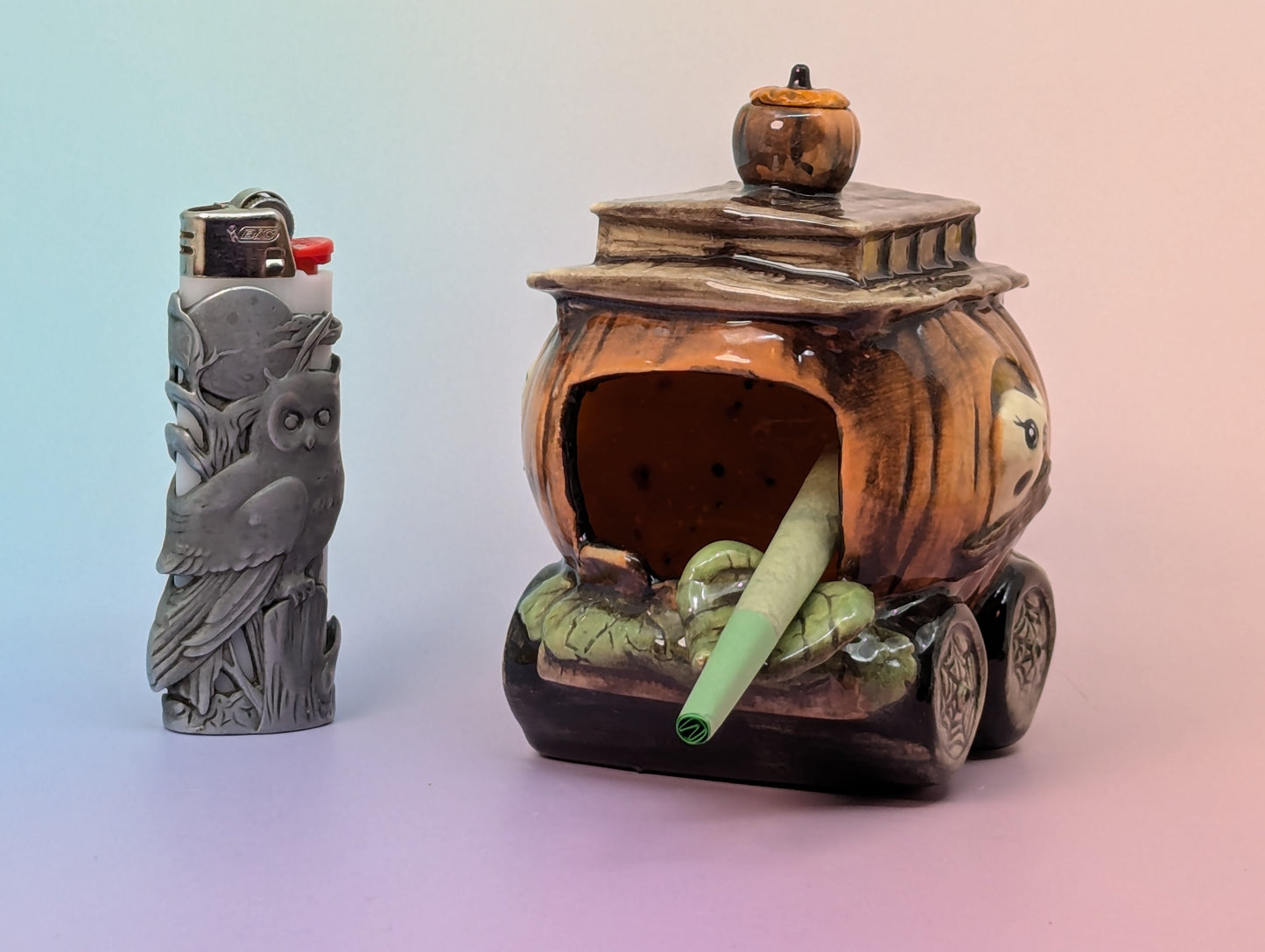 Pumpkin Train Car Ashtray/Incense Burner