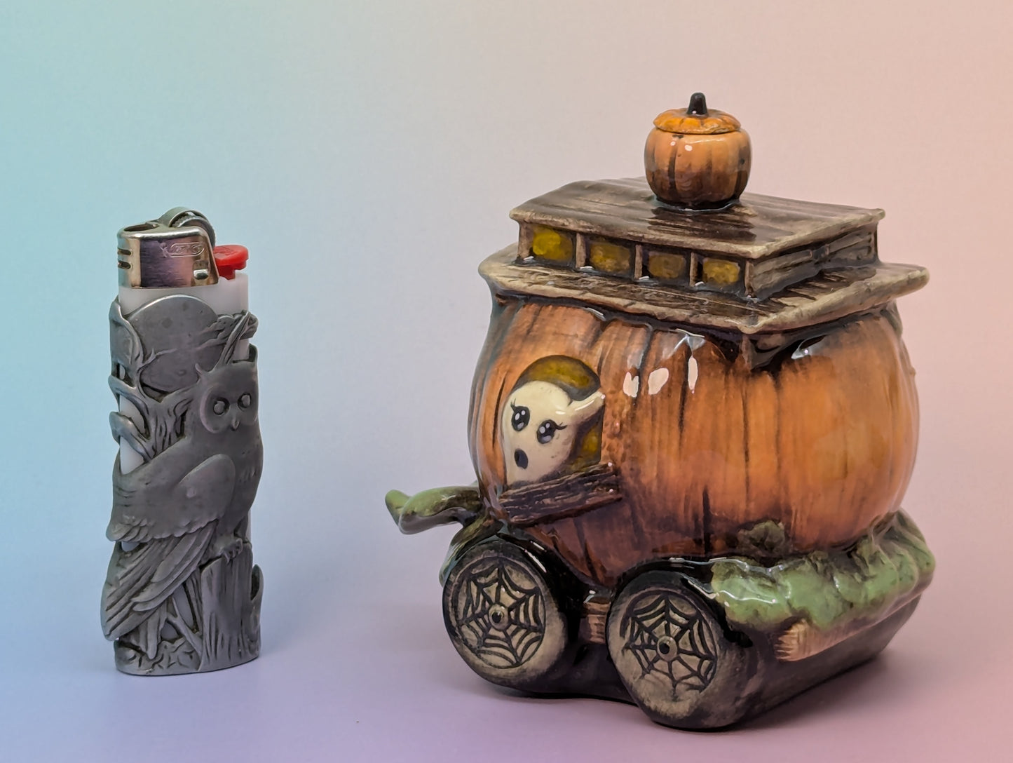 Pumpkin Train Car Ashtray/Incense Burner
