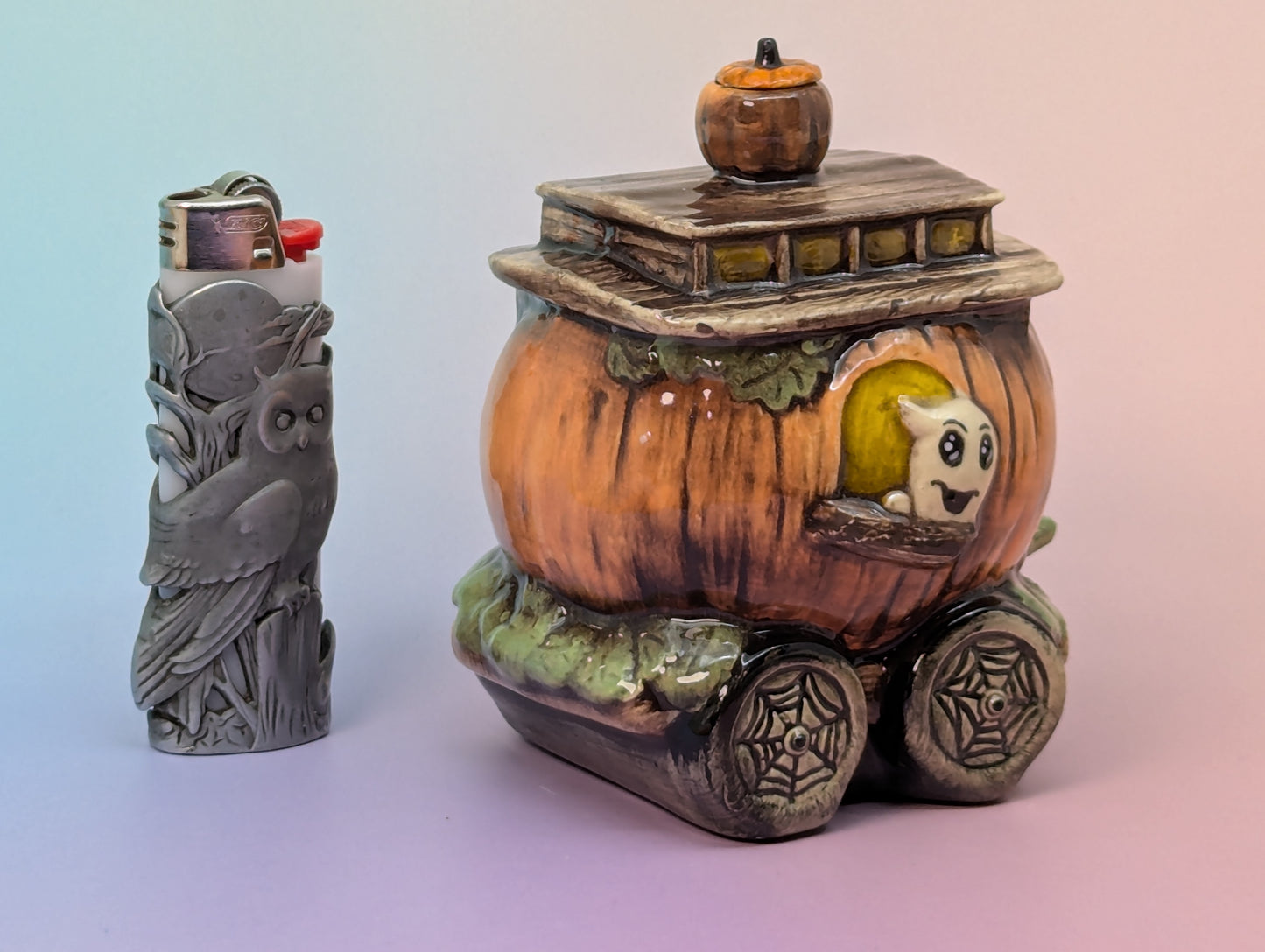 Pumpkin Train Car Ashtray/Incense Burner