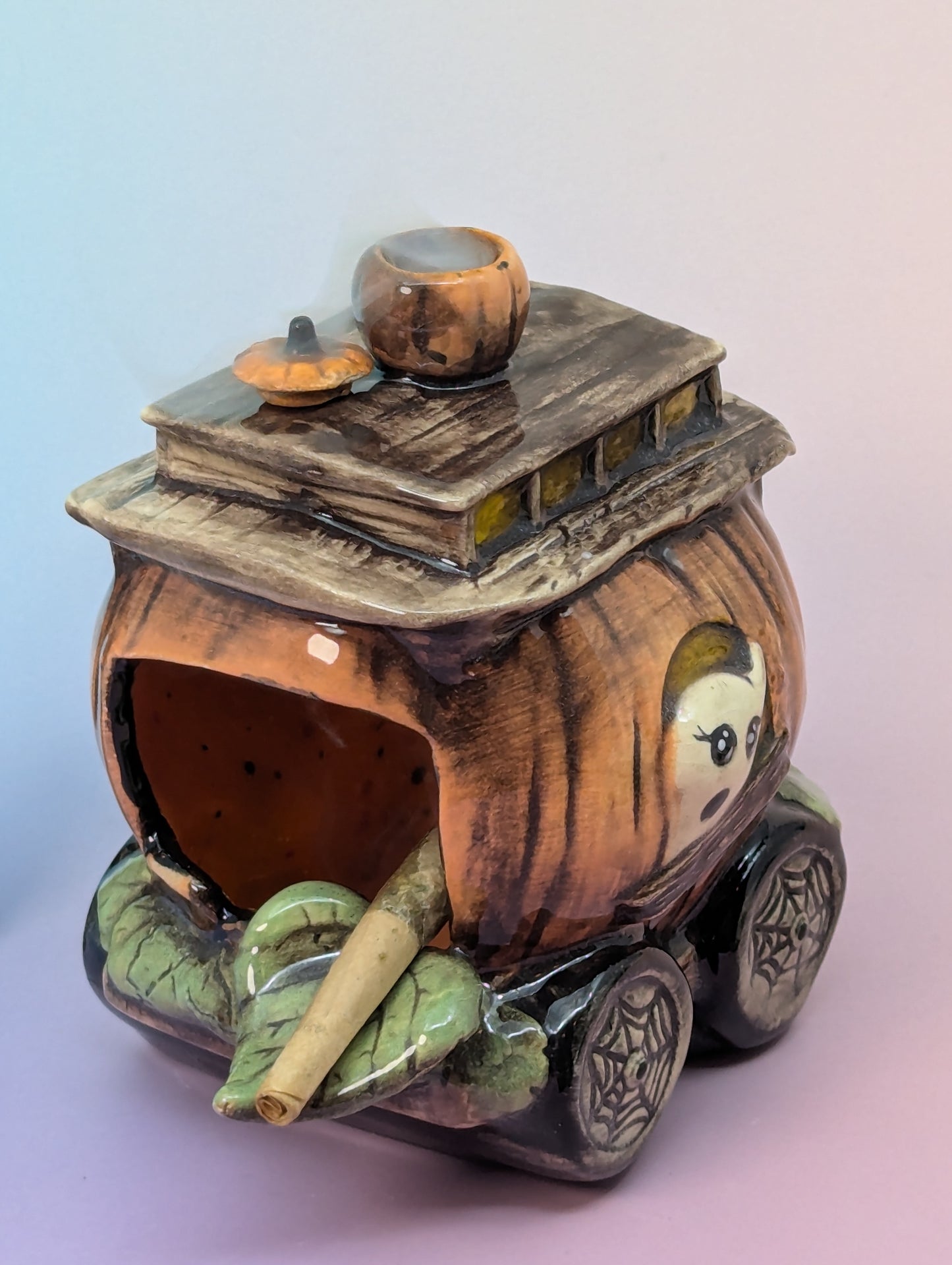 Pumpkin Train Car Ashtray/Incense Burner