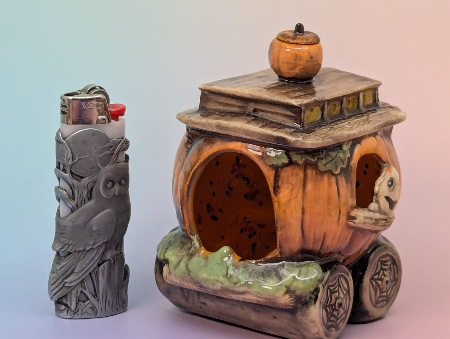 Pumpkin Train Car Ashtray/Incense Burner