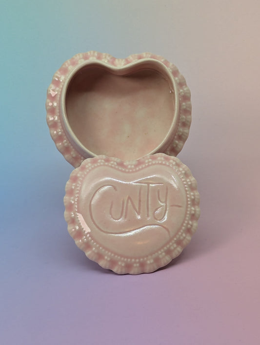 Cunt Frilled Heart Pillbox